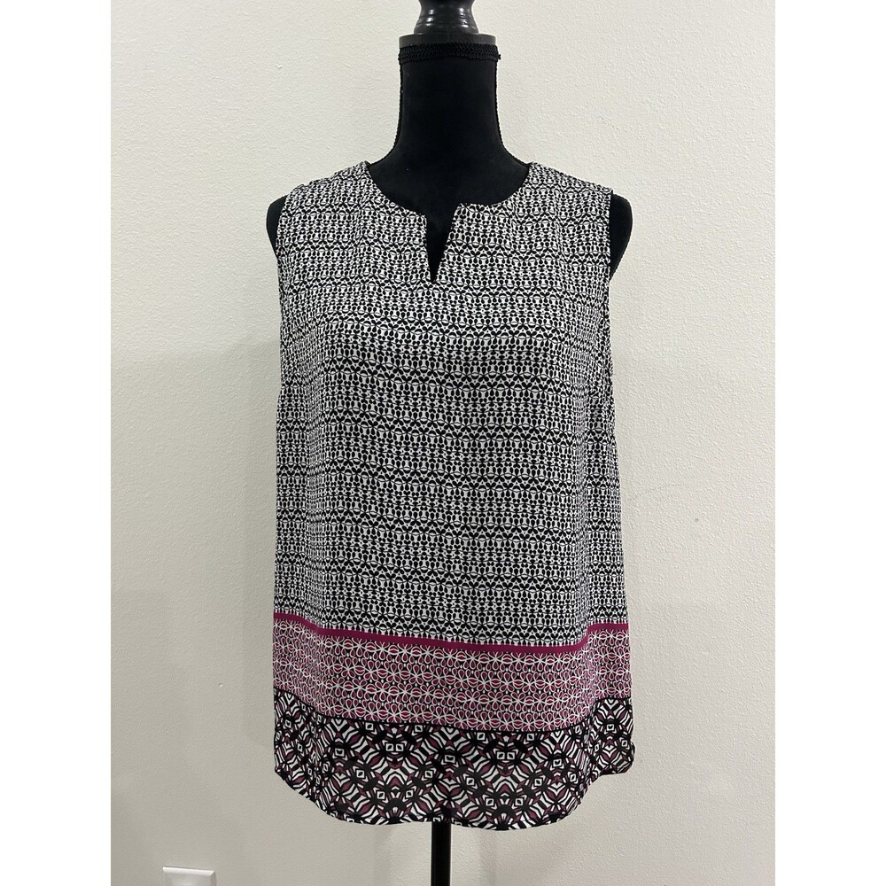 Laundry By Shelli Segal Womens Sz 10 Top Split Neck Sleeveless Pullover